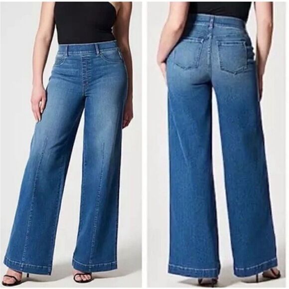 SPANX Denim - SPANX NWT Seamed Front Wide Leg Jeans Sz Medium